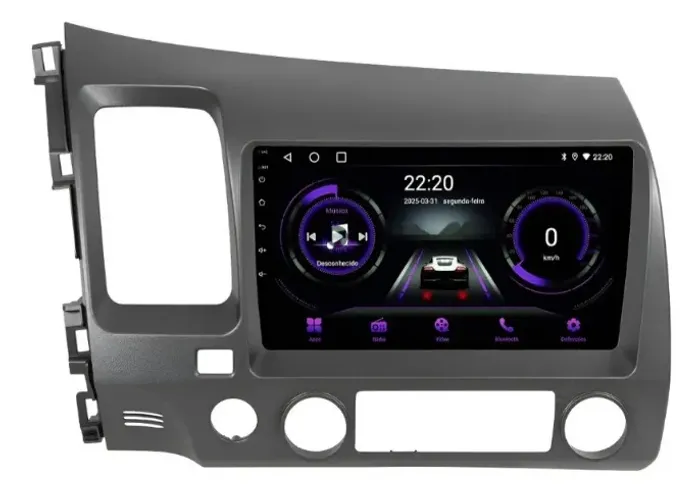 Central Multimídia Octacore 9 Polegadas 6Gb/128Gb 4G Civic 2007 a 2011