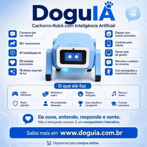 Cachorro-Robô DoguIA com Inteligência Artificial, Voz, Emoções e Movimentos