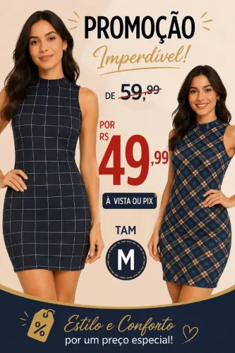 Vestido Super Elegante Xadrez