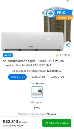 Ar condicionado 12 mil BTUs