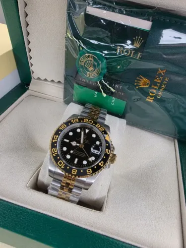 Relogio Rolex GMT II Prata/Dourado Automatico Vidro Safira AAA+ COM CAIXA 10X SEM JUROS