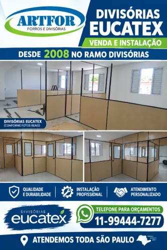 Divisórias Escritório, Divisórias Eucatex, Venda e Instalação Divisórias para Escritórios.