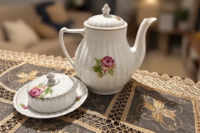 Bule e manteigueira porcelana 