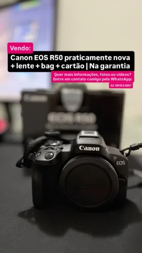 Canon EOS R50 praticamente nova + lente + bag + cartão | Na garantia