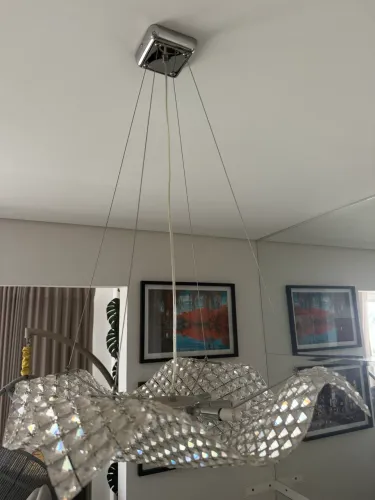 Lustre Pendente de Cristal Grande e Moderno - Excelente Estado