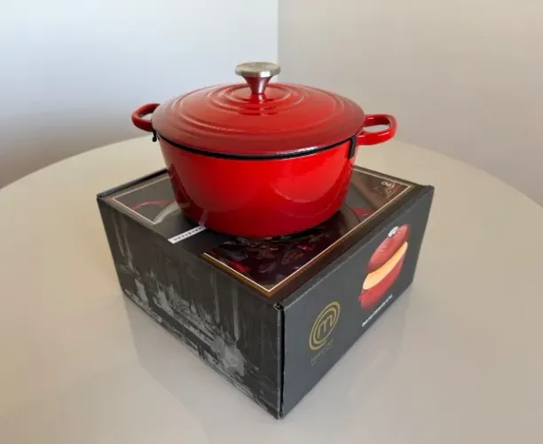 NOVO NA CAIXA Panela caçarola de ferro fundido com tampa vermelha Masterchef