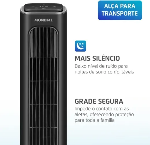MONDIAL Ventilador de Torre Air Tower, Preto, 45W, 220V