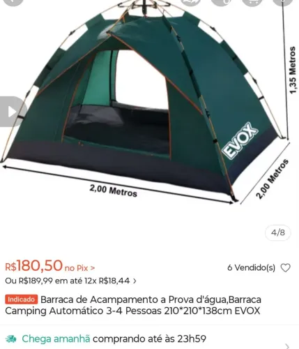 Barraca de camping e colchão inflável 