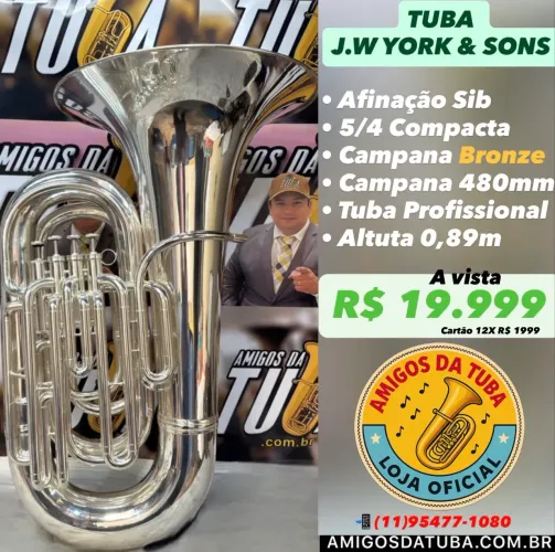 Tuba J.W York 5/4 BBb 4 Pistos Bronze Campana