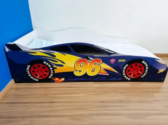 Cama Carro Infantil Montessoriana Azul Tamanho Solteiro + Colchão