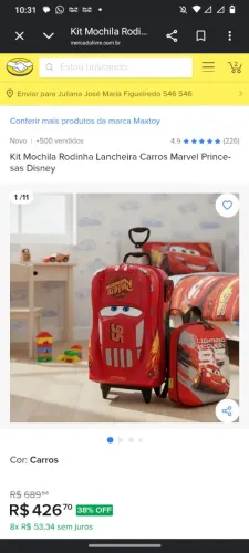 Mochila 3D carros. Nova na etiqueta.