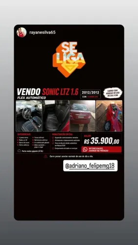 Chevrolet Sonic Sed. LTZ 1.6 16V Flexpower 4P Aut. 2012