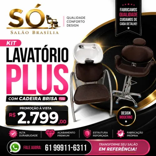 Kit Lavatório Plus com Cadeira Brisa Fixa | Fabricação Própria | Acabamento Premium