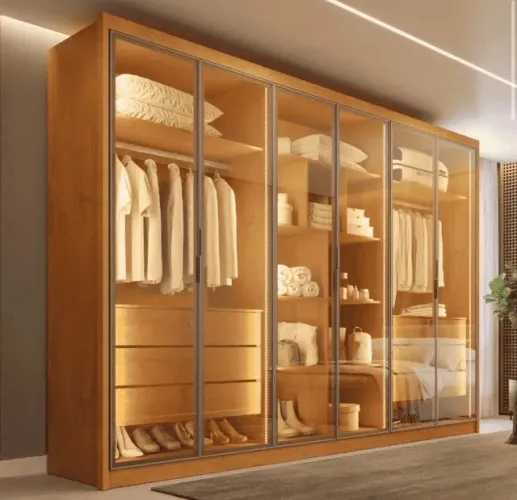 Guarda-Roupa Casal 6 Portas Reflecta e 6 Gavetas 100% MDF