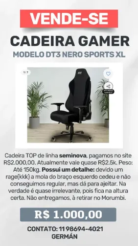 Cadeira Gamer Nero DT3 XL