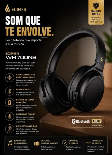 FONE DE OUVIDO EDIFIER WH700NB