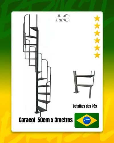 Escada Caracol  de 50cm x 3mts -Pronta para Instalar     