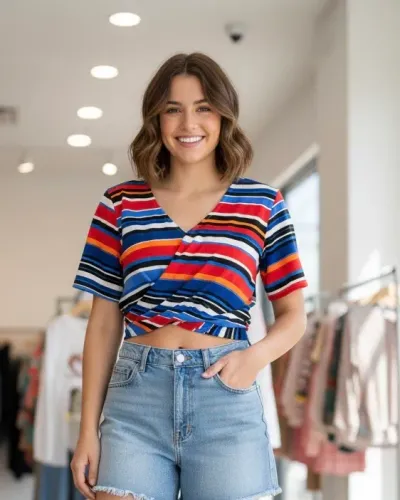 Cropped tam M / G listras coloridas NOVO Briard