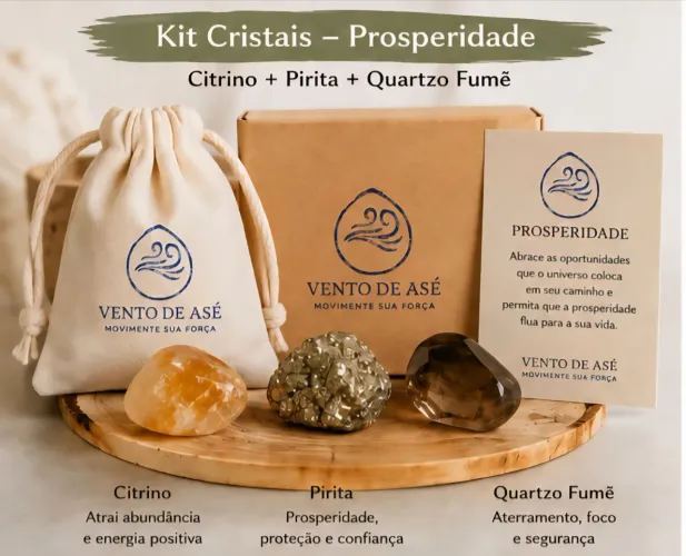 Kit cristais- prosperidade- Citrino- pirita- quartzo fumê