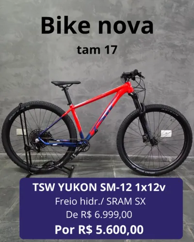 Bicicleta mtb aro 29 TSW Yukon SX 12v tamanho 17 (M)
