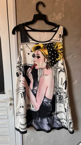 vestido miaoyige estampado retrô