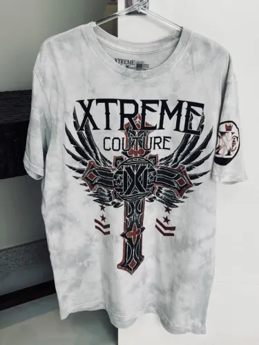 Camiseta Extreme Couture Affliction L G WingsReal Crown EDC Harley Davidson Dyna Club Styl
