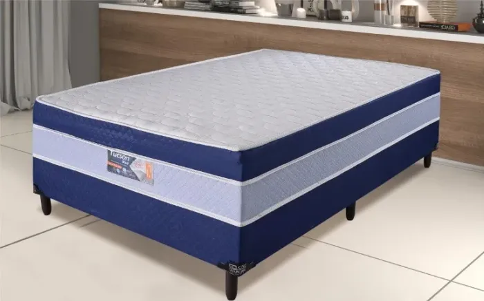 Cama Box Casal Conjugada Molas Ensacadas D28 Tucson Blue Nova