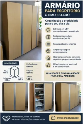 Armário de Escritório MDF 2 Portas | R$ 390 cada ou 3 por R$ 990