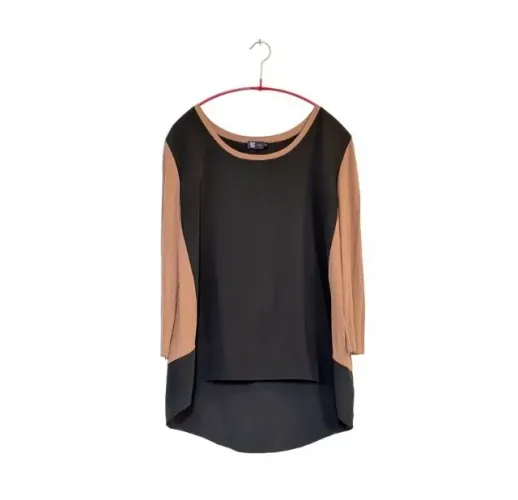 Blusa preta/marrom de seda e algodão Popup Store P