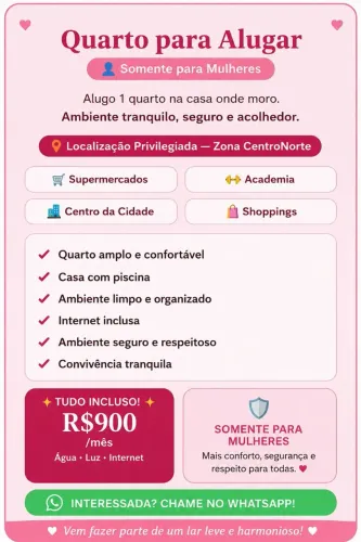 ALGUEL DE QUARTO NO CENTRO NORTE DE TERESINA 