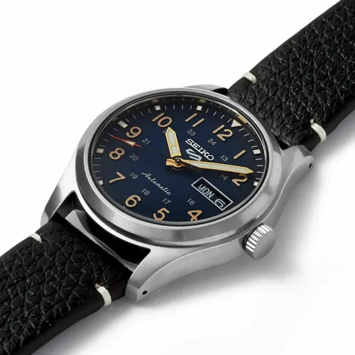 Seiko Relógio masculino esportivo SRPG39 Seiko 5, preto, 39,4 mm, aço inoxidável