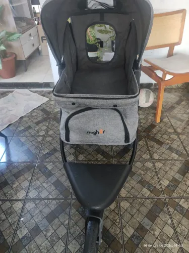 Carrinho Passeio Pet Animal Estimação Grande Porte Até 25kg Cor Cinza