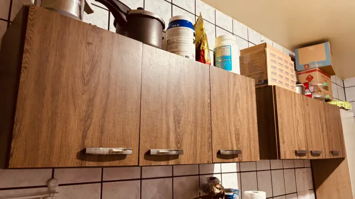 Armário Aéreo de Cozinha Mdf/Mdp Amadeirado - 5 Portas com Prateleiras