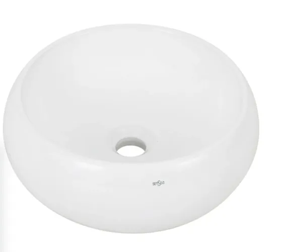 Cuba para Banheiro de Apoio Louça Redonda Branca 36cm Bordeaux Sensea