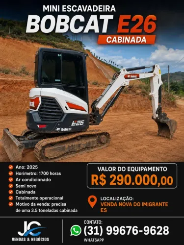 Mini escavadeira Bobcat E26 cabinada