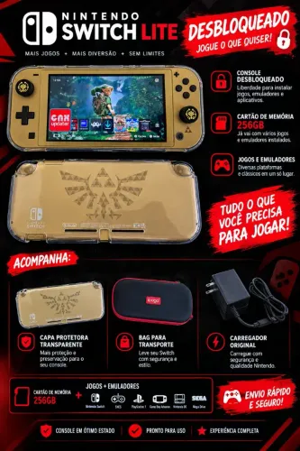 NINTENDO SWITCH LITE ZELDA EDITION DESBLOQUEADO