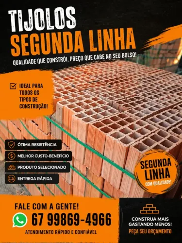 TIJOLOS 8 FUROS SEGUNDA LINHA
