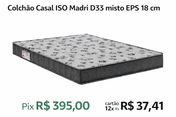 Colchão Casal ISO 100 Madri D33 misto EPS 18 cm