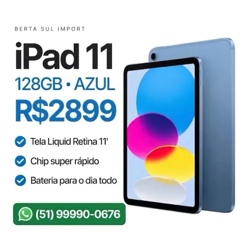 Tablet iPad 11 128gb lacrado garantia Apple azul
