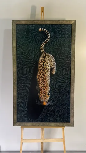 QUADRO ONÇA MOLDURA COM VIDRO