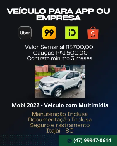 Locação de veículos para app ou empresa
