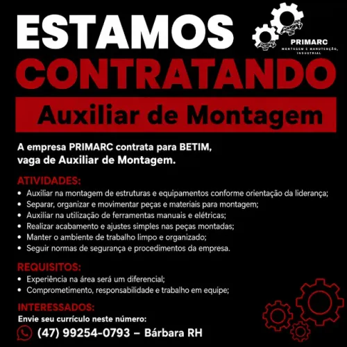VAGAS PARA BETIM NA EMPRESA PRIMARC