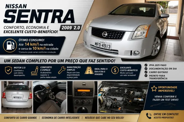 Nissan Sentra S 2.0/ 2.0 Flex Fuel 16V Mec. 2009