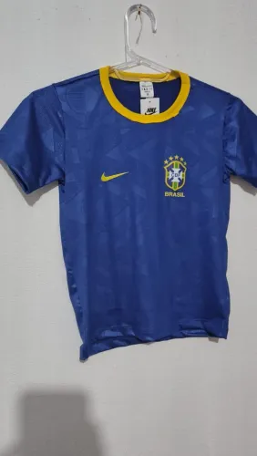 Camisa infantil do Brasil azul 3D Premium Tam 8 anos