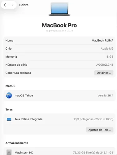 MacBook Pro M2 2022 ORIGINAL - usado