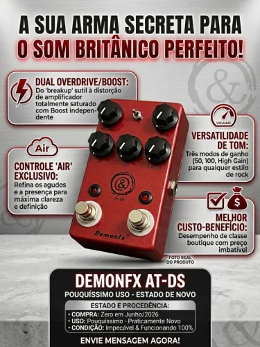 Pedal guitarra overdrive distortion demonfx atds (clone jhs angry Charlie V2 com boost)