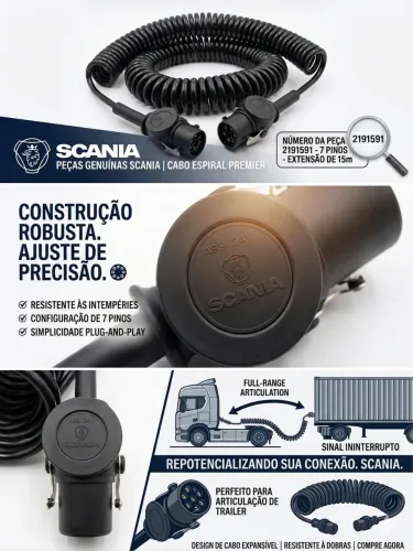 Cabo Espiral Abs 24v Scania Original 7 Pinos (Cabo De Ligação Carreta)