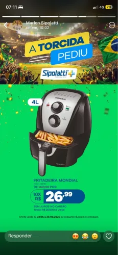 ? Air Fryer Mondial 4L Preta Nova na Caixa - Nunca Usada