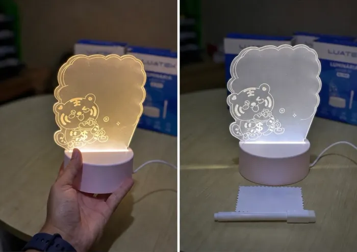 Luminária LED Escrever Abajur 3D quadro de notas tela pra escrever decoração quarto 