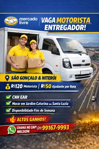 Oportunidade Motorista Entregador do Mercado Livre.